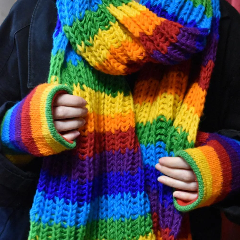 100% Wool RAINBOW Handwarmer Gloves (Adult)