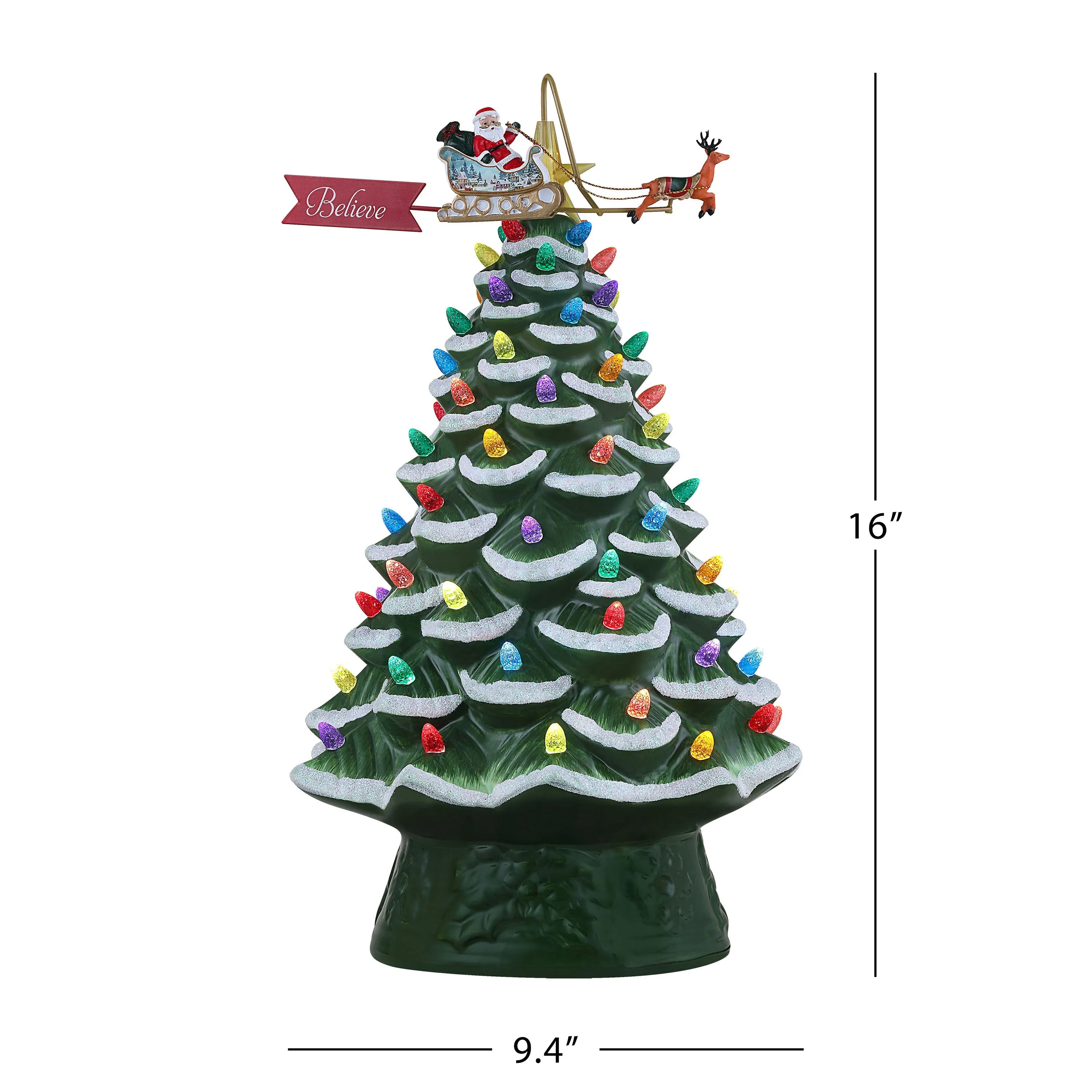 16 in. Animated Nostalgic Ceramic Tree - Green