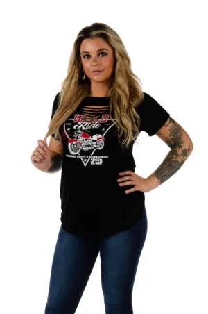 7634 Ladies Made in the USA Wyld Ride motorcycle graphic shirt