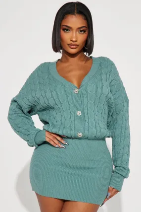 Abbey Sweater Mini Dress - Teal