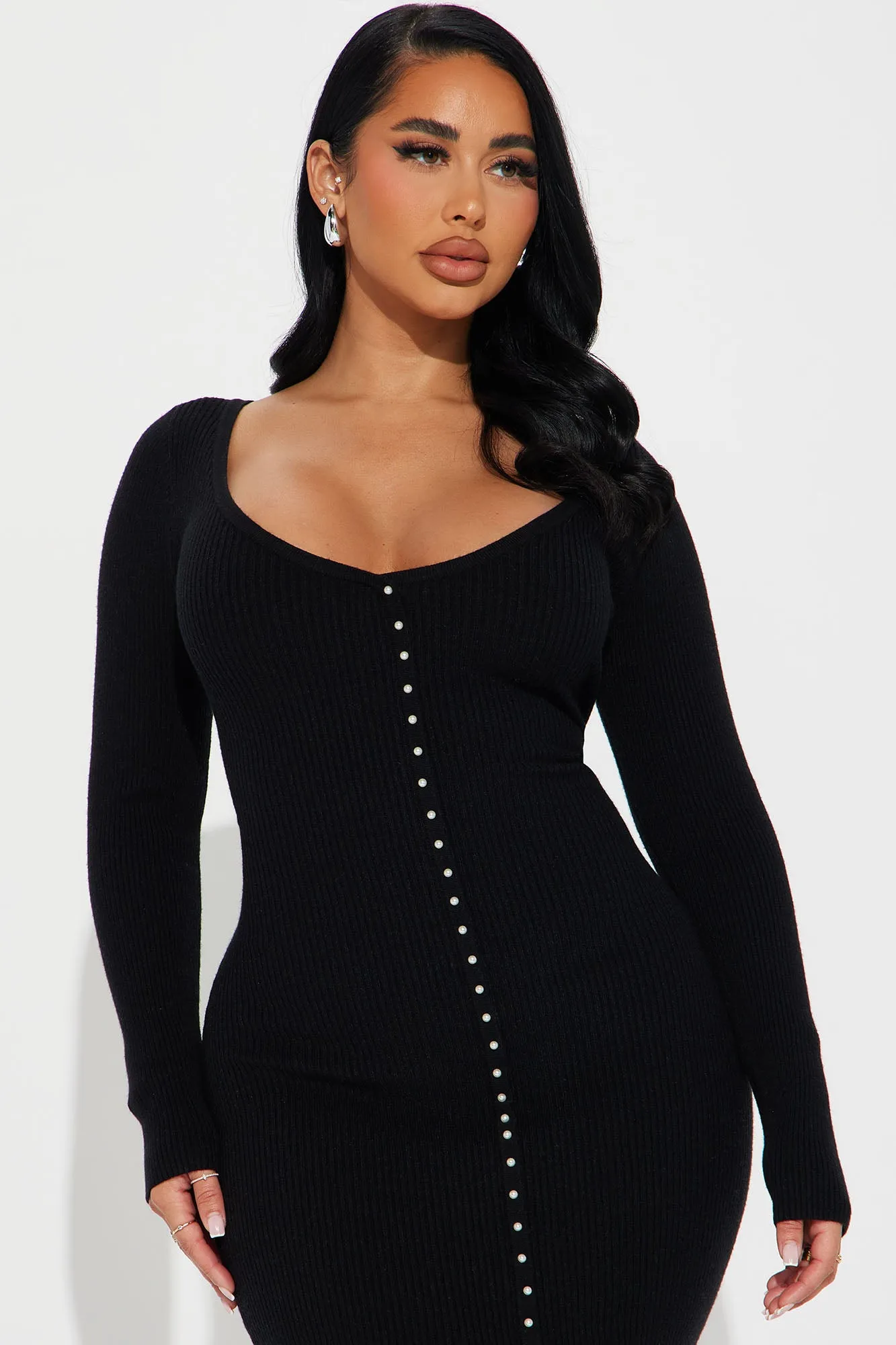 Abby Sweater Midi Dress - Black