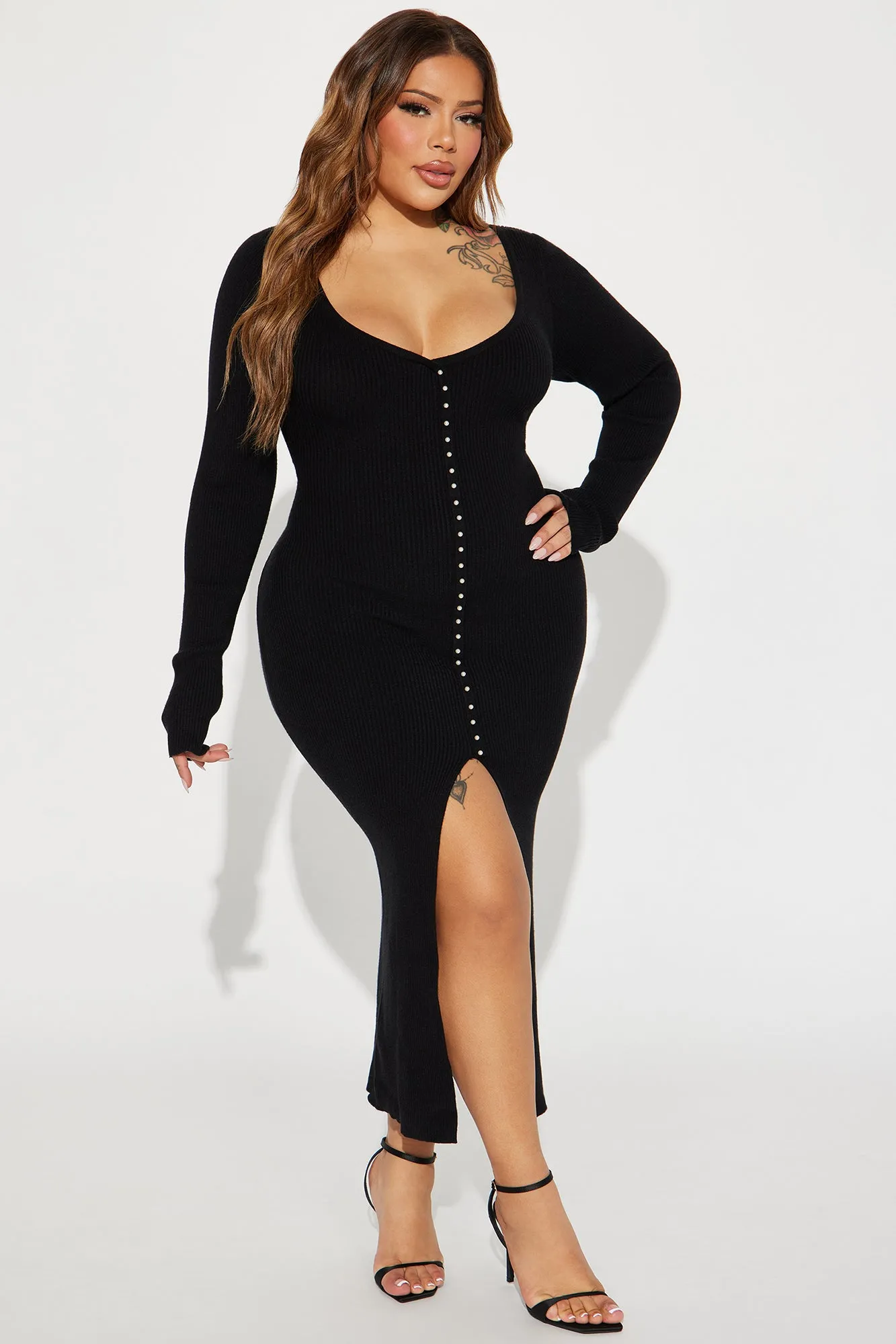 Abby Sweater Midi Dress - Black