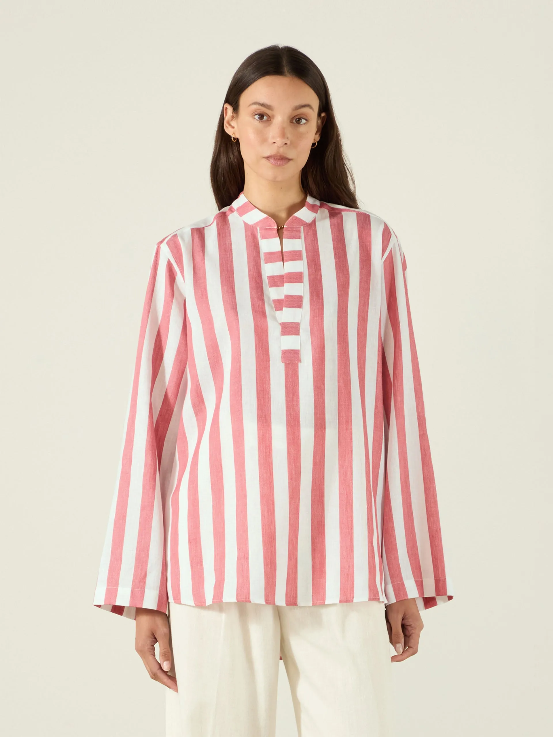 Ada: Weave, Strawberry stripe shirt