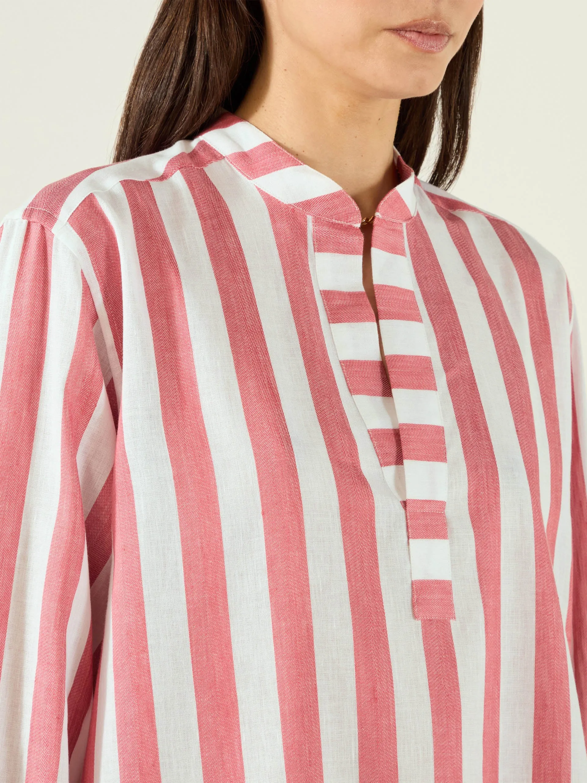 Ada: Weave, Strawberry stripe shirt