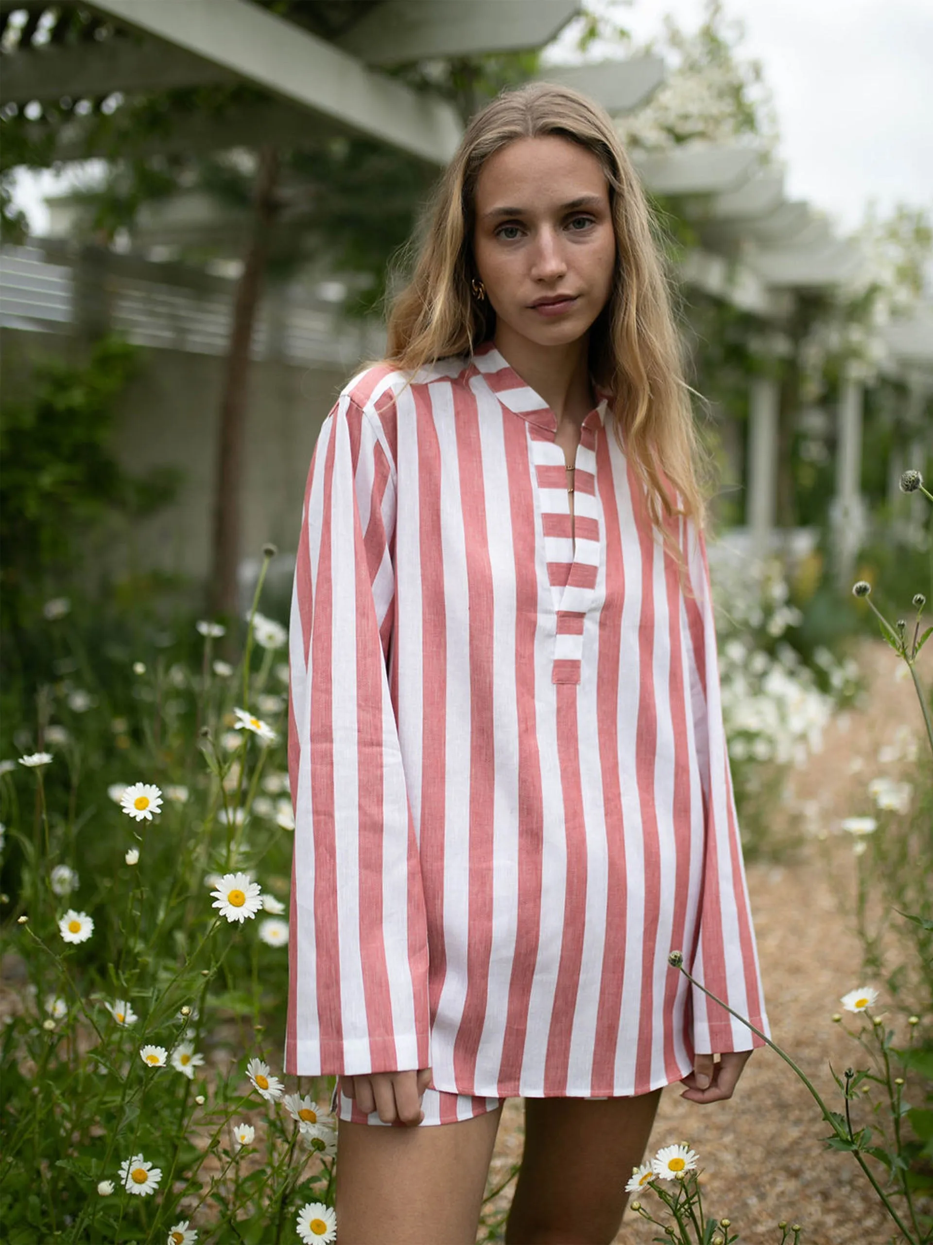 Ada: Weave, Strawberry stripe shirt