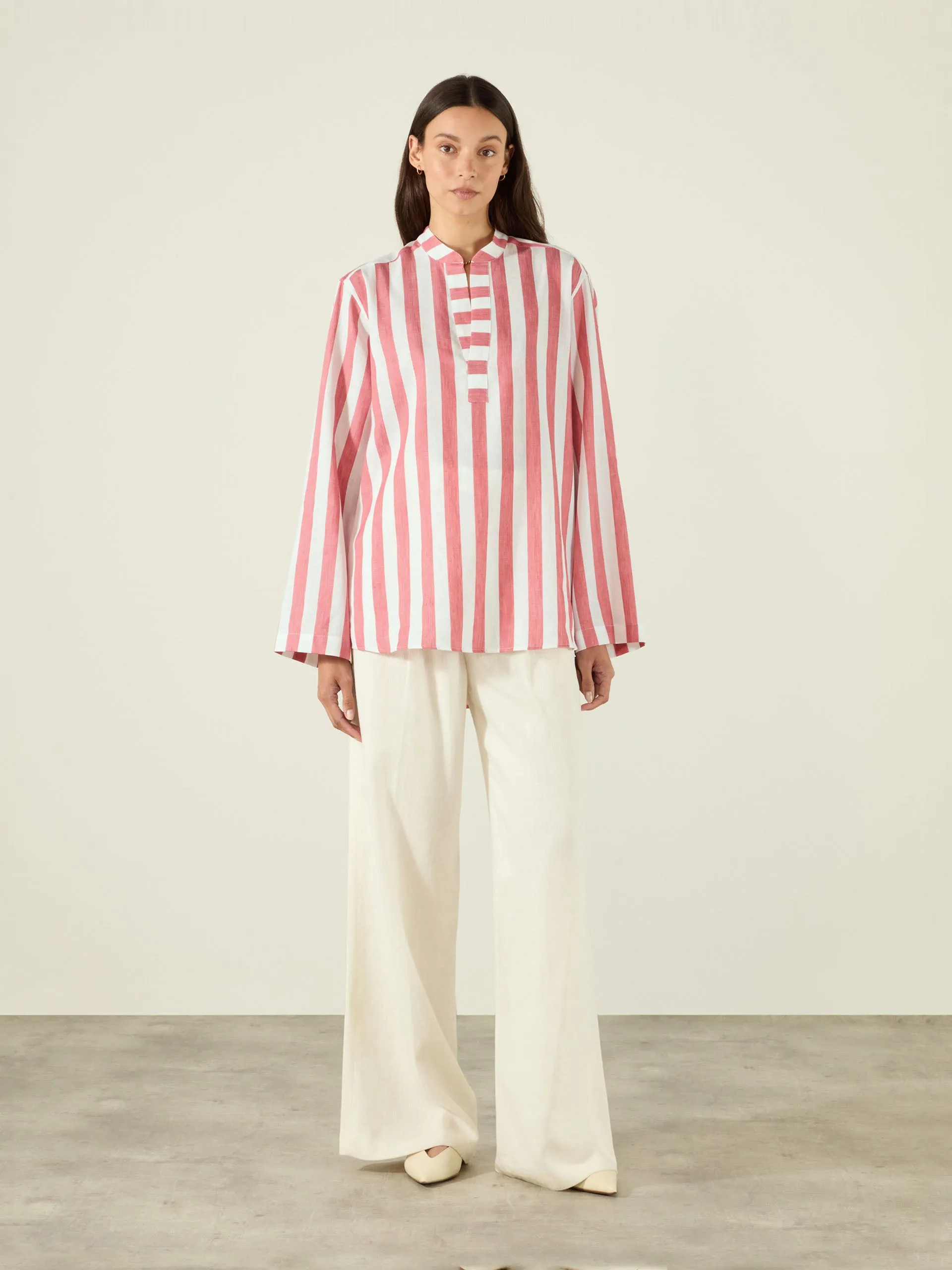 Ada: Weave, Strawberry stripe shirt