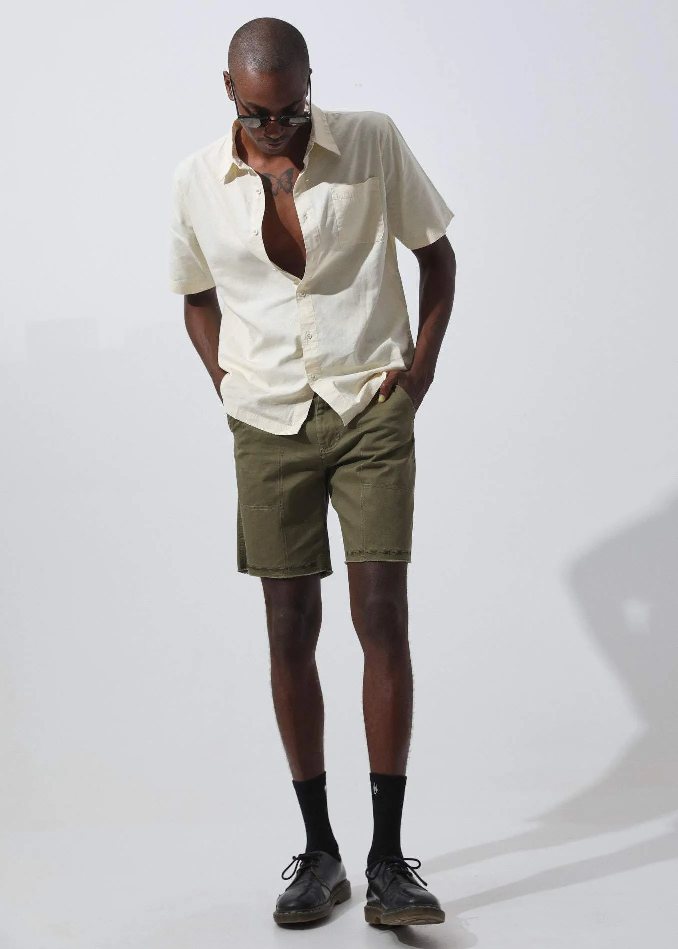 Afends Mens Day To Day - Hemp Short Sleeve Shirt - Natural