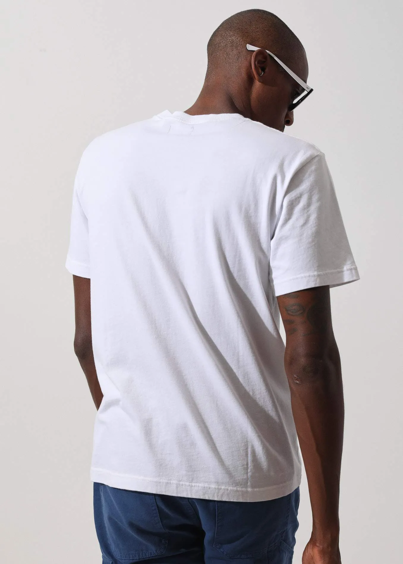 Afends Mens Flame Logo - Retro Fit Tee - White