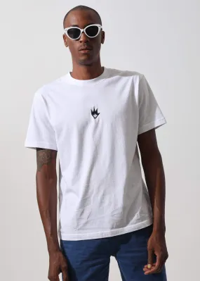 Afends Mens Flame Logo - Retro Fit Tee - White