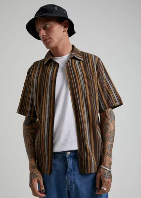 Afends Mens Motel - Short Sleeve Shirt - Bracken