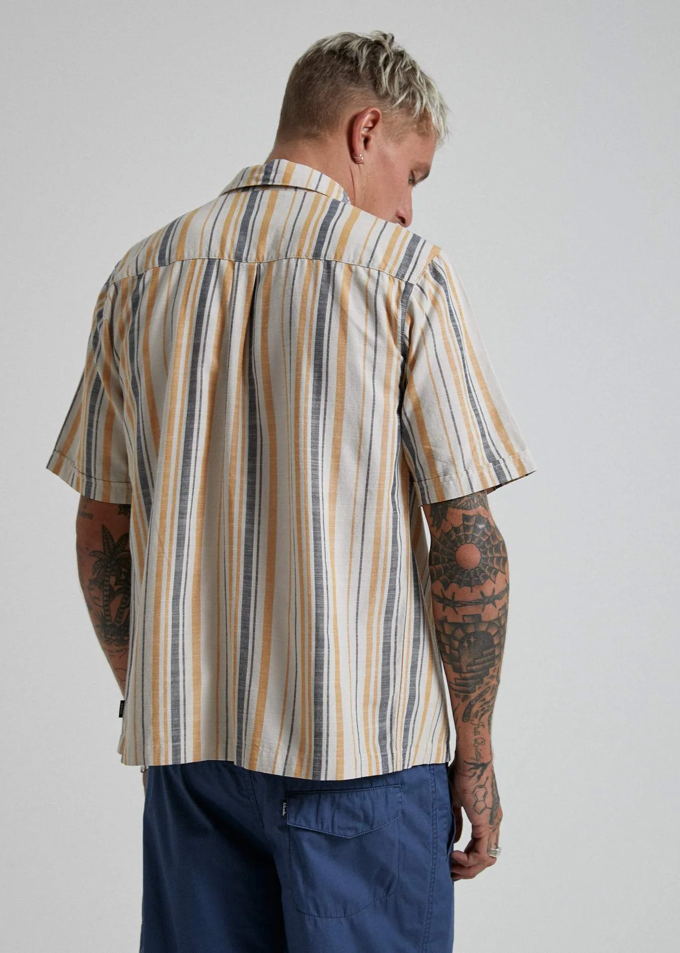 Afends Mens Motel - Short Sleeve Shirt - Moonbeam