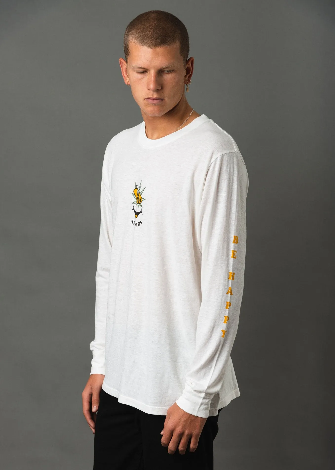 Afends Mens No Worries - Hemp Retro Fit Long Sleeve Tee