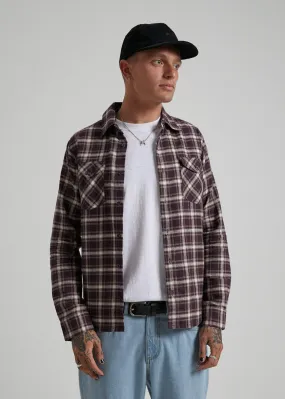 Afends Mens XF Falcon - Hemp Long Sleeve Shirt - Mulberry Check