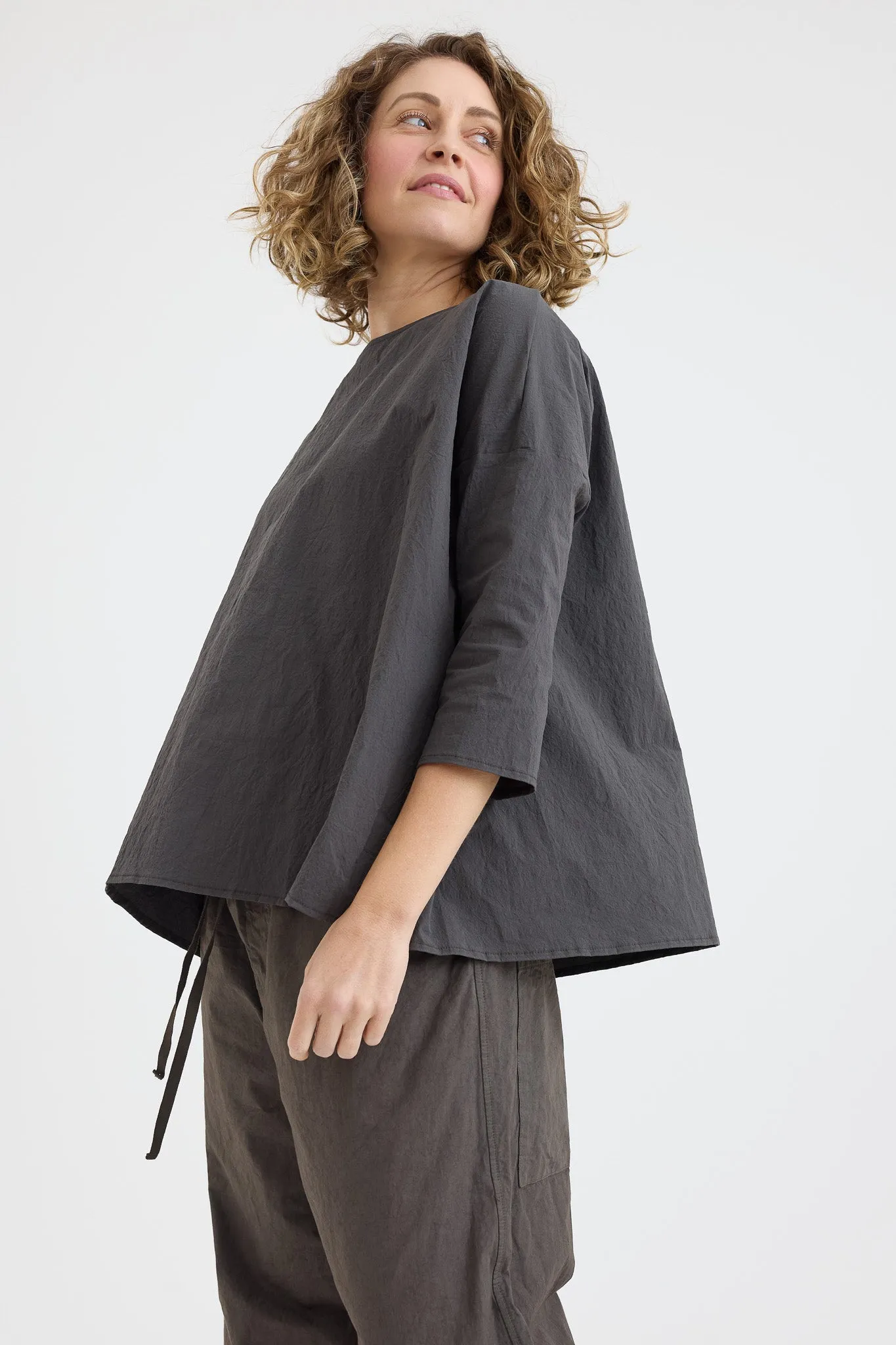 Album di Famiglia - Wrinkled Short Tunic - Antracite