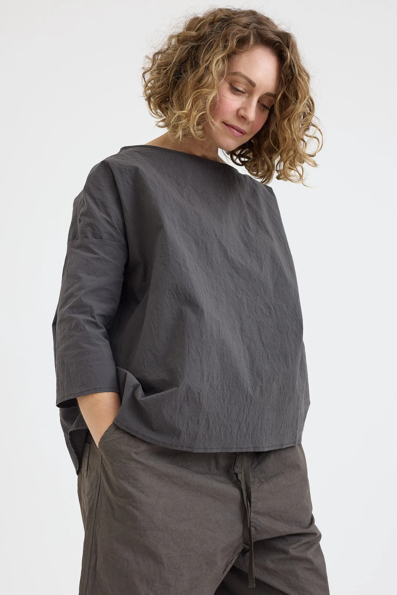 Album di Famiglia - Wrinkled Short Tunic - Antracite