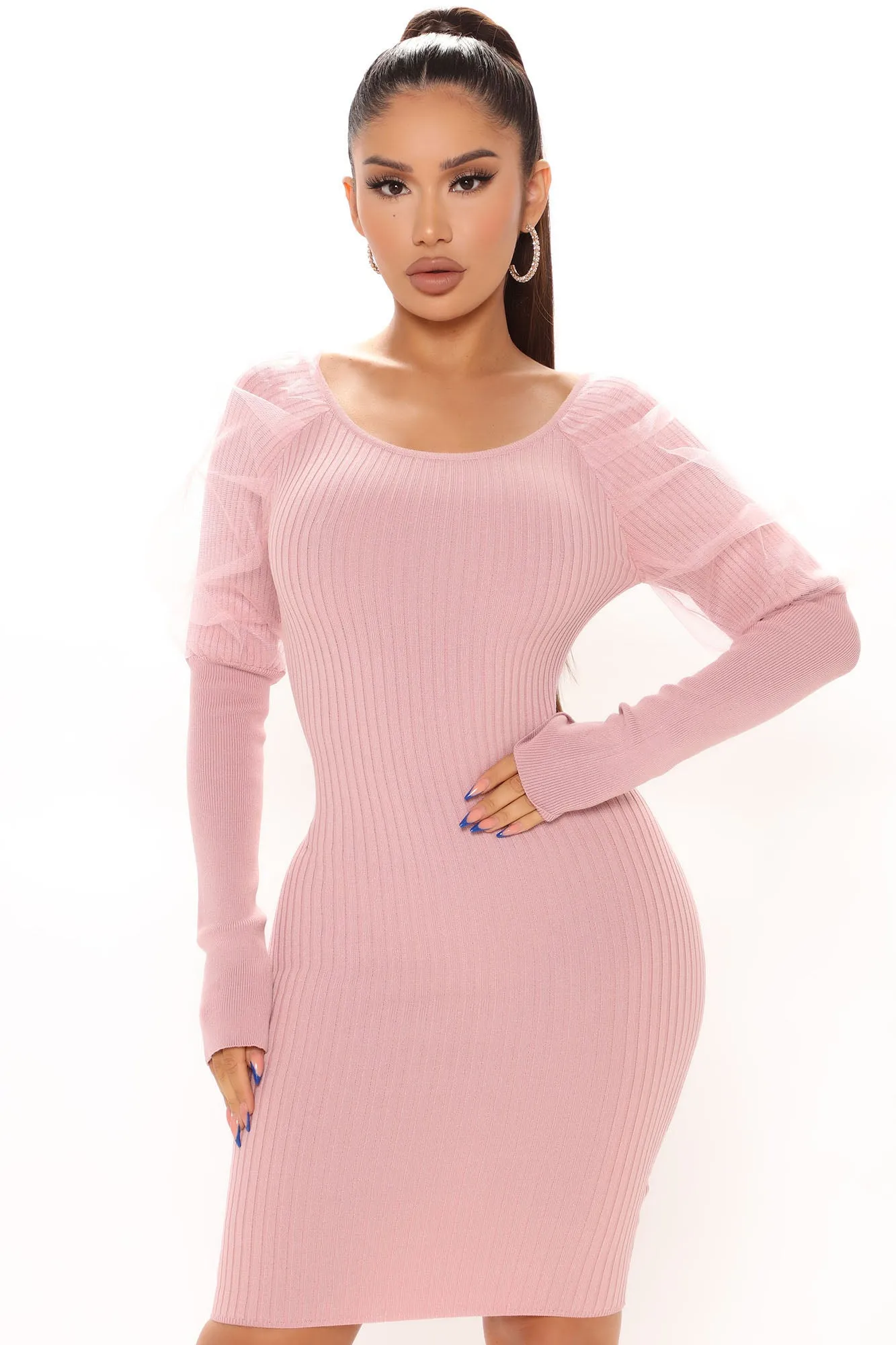 All The Love Sweater Mini Dress - Mauve