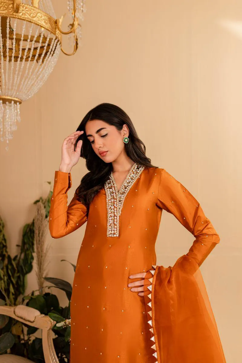 Allure by Ih - CYRA - BURNT ORANGE  - Katan Silk - 3 Piece