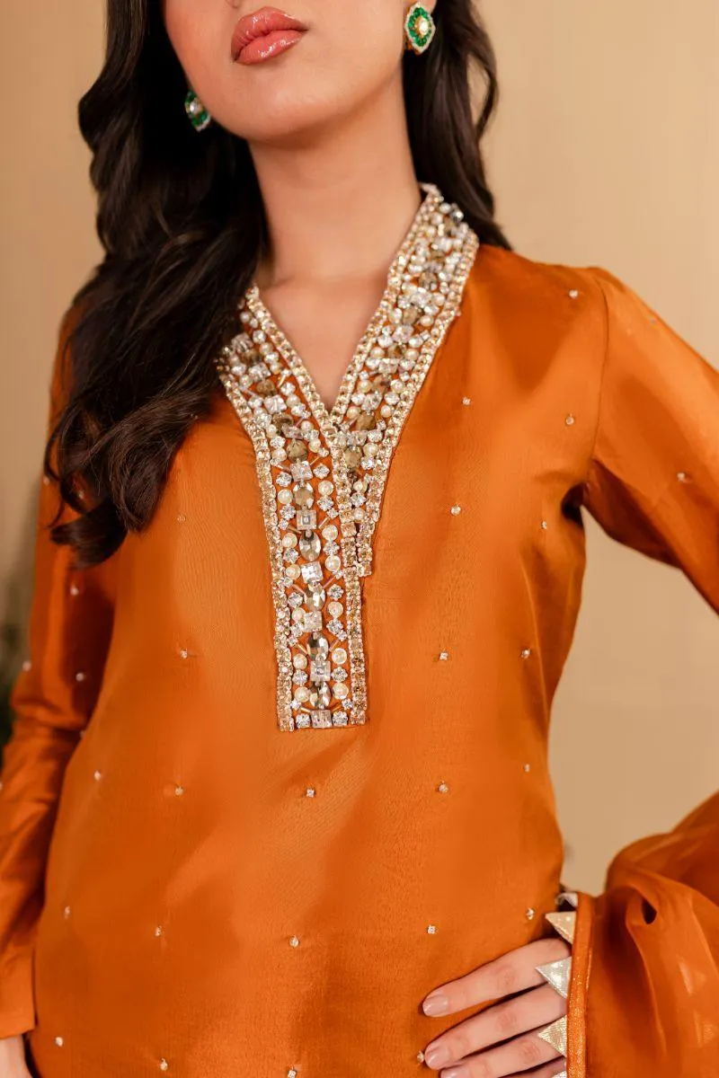 Allure by Ih - CYRA - BURNT ORANGE  - Katan Silk - 3 Piece