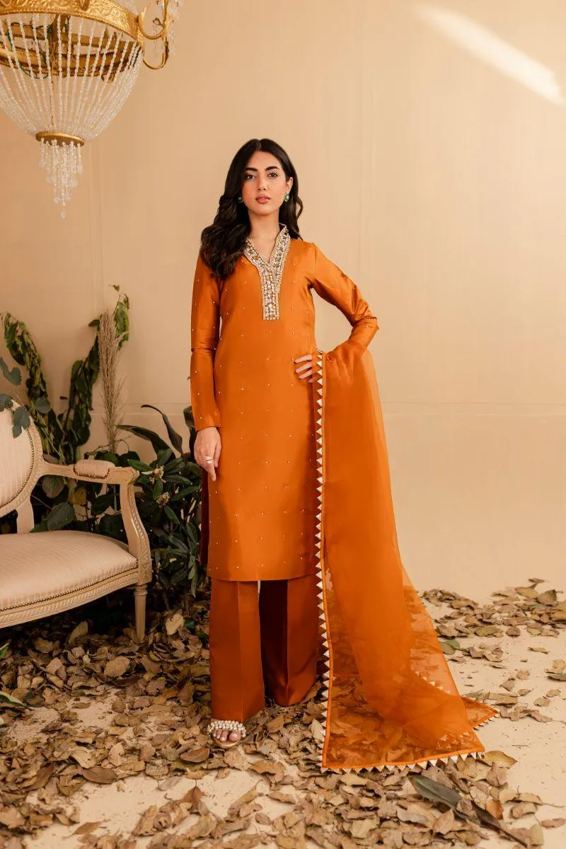 Allure by Ih - CYRA - BURNT ORANGE  - Katan Silk - 3 Piece