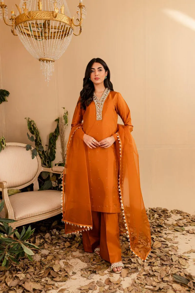 Allure by Ih - CYRA - BURNT ORANGE  - Katan Silk - 3 Piece