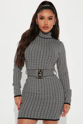 Always Know Sweater Mini Dress - Black/White