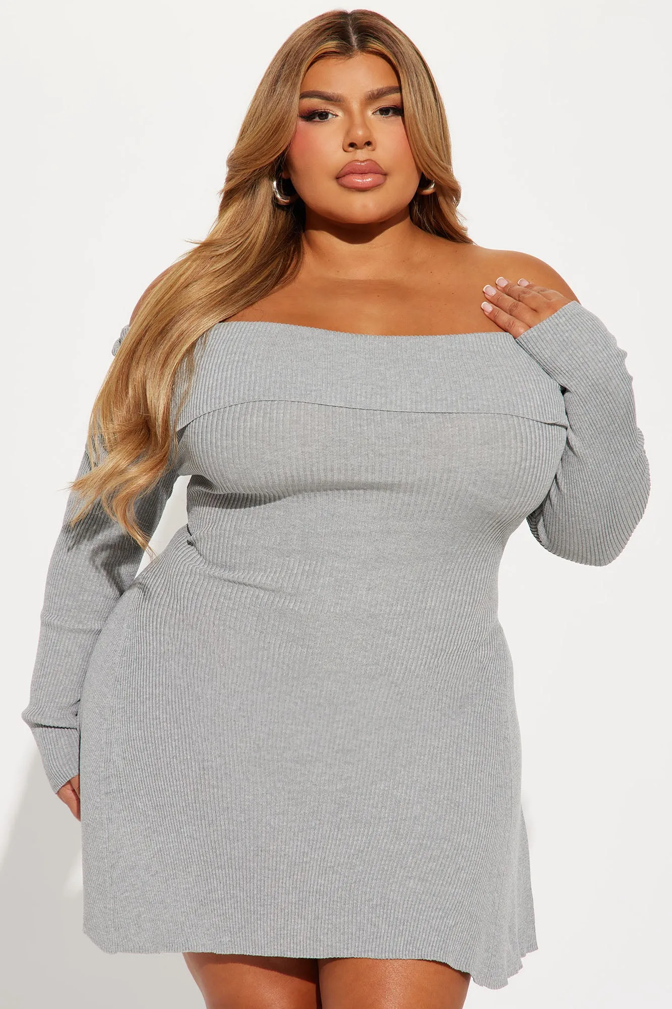 Amara Sweater Mini Dress - Heather Grey