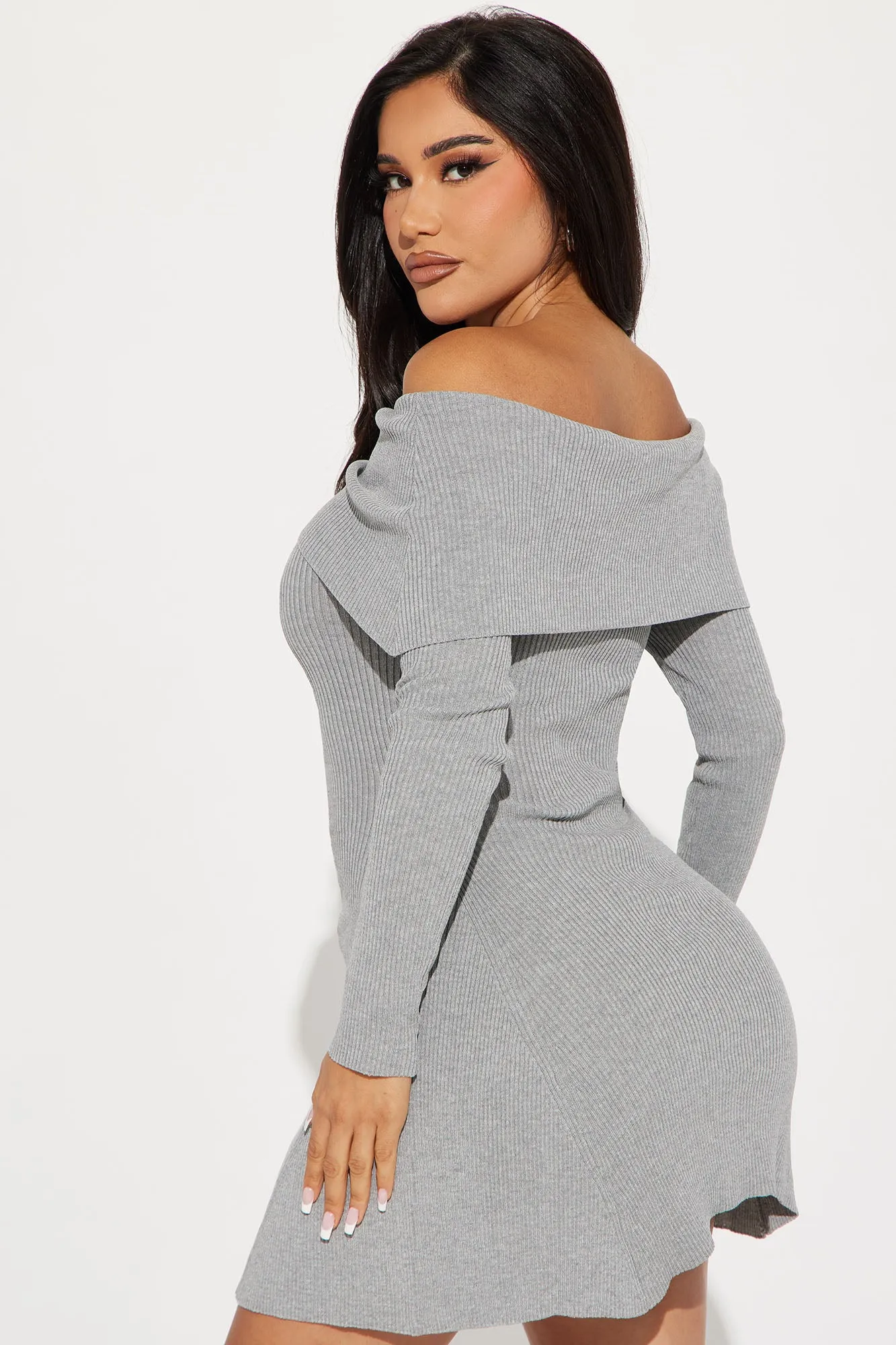 Amara Sweater Mini Dress - Heather Grey