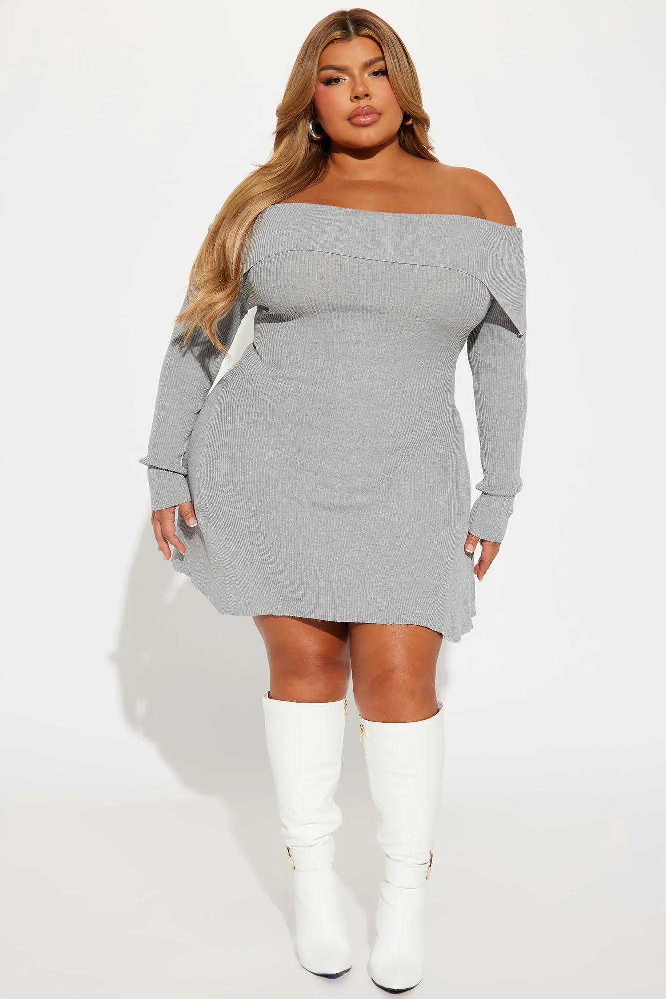 Amara Sweater Mini Dress - Heather Grey