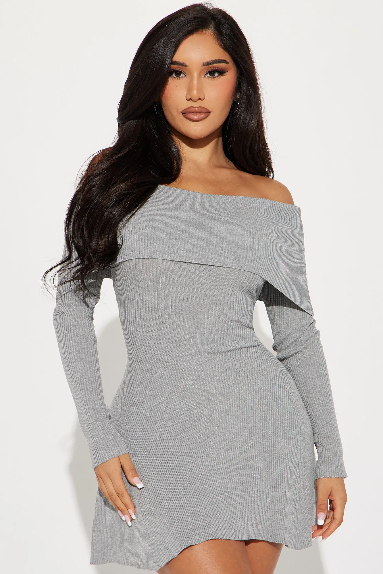 Amara Sweater Mini Dress - Heather Grey