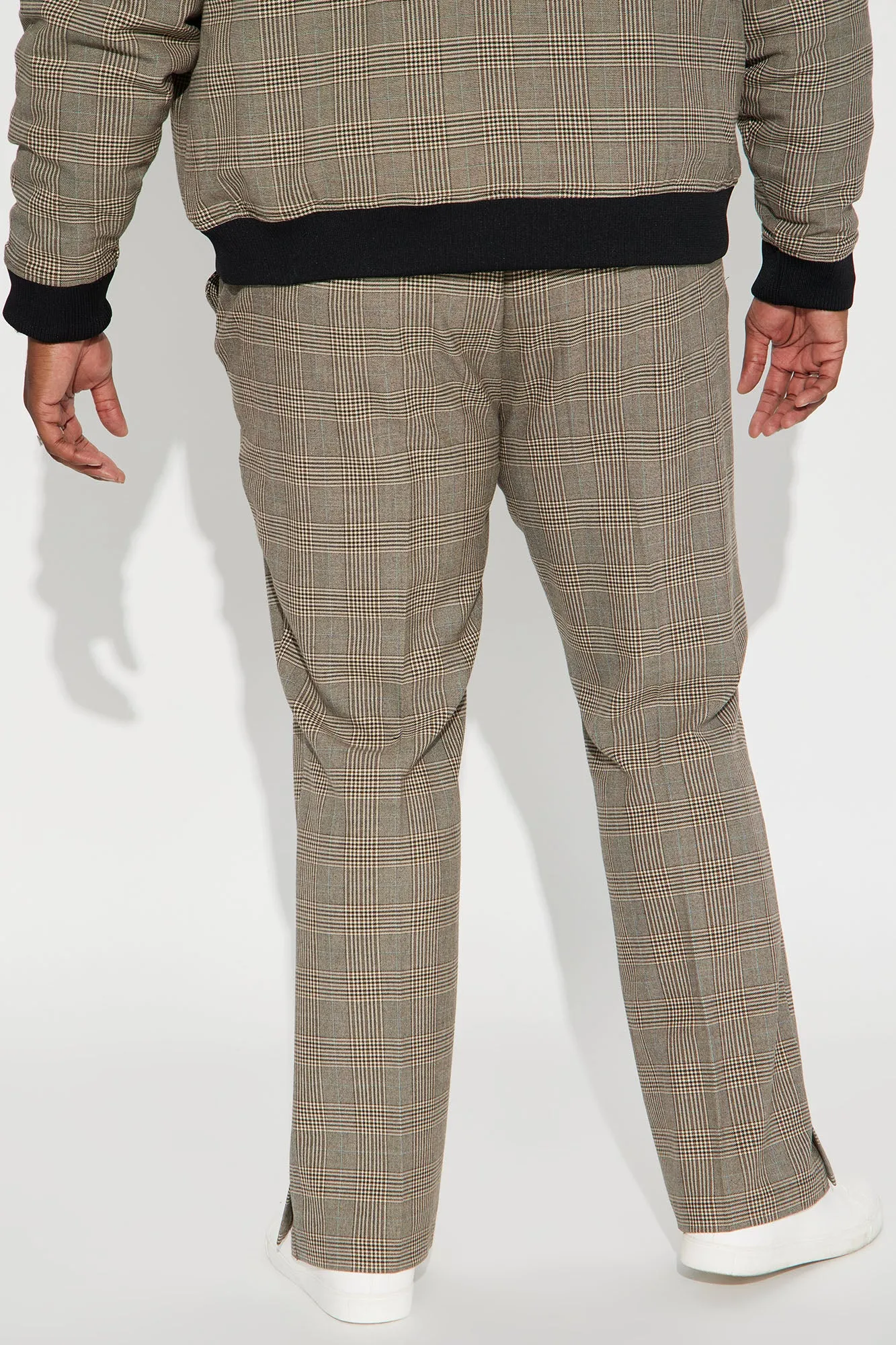 Anderson Plaid Slit Trousers - Camel/combo