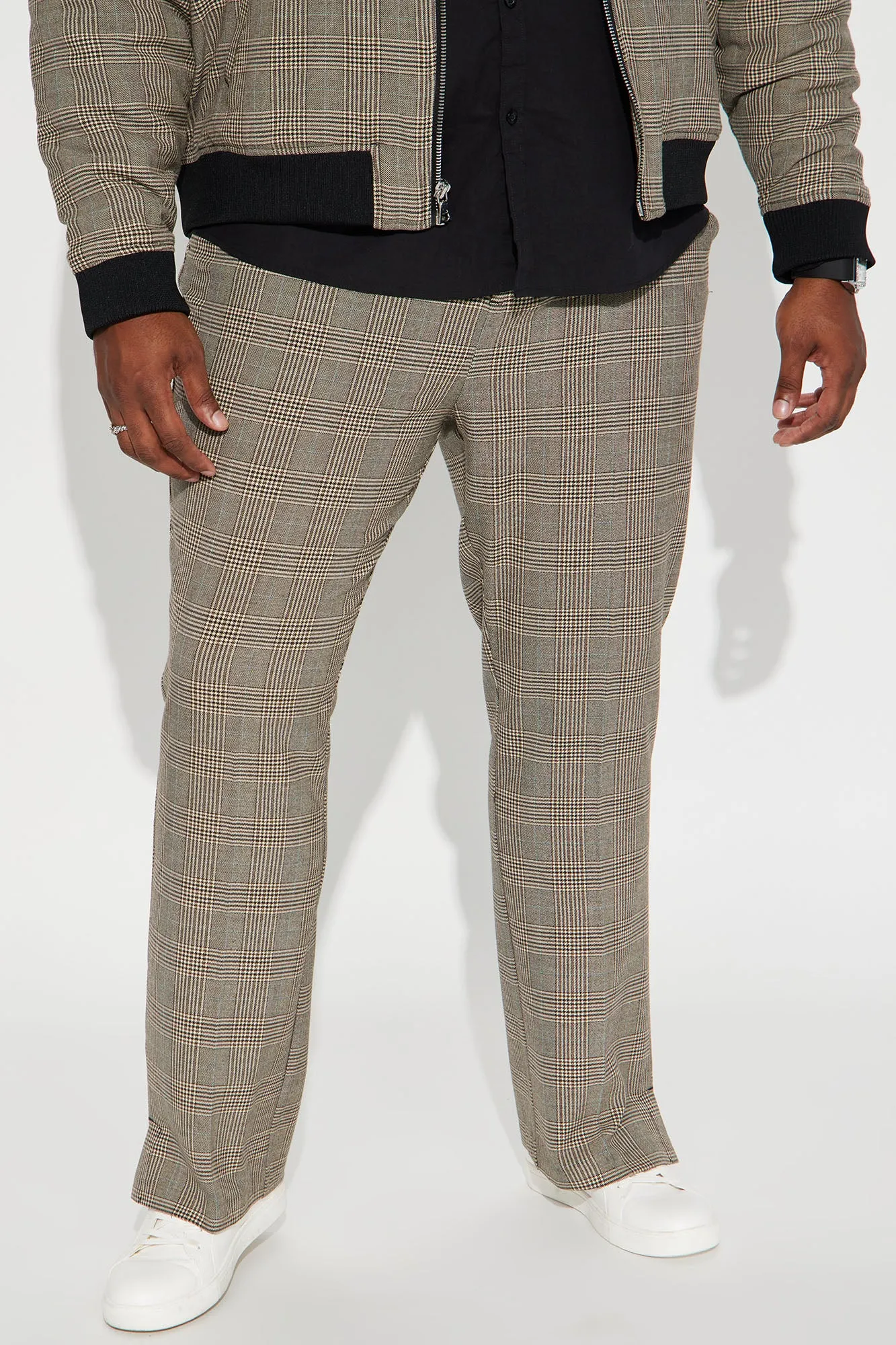 Anderson Plaid Slit Trousers - Camel/combo