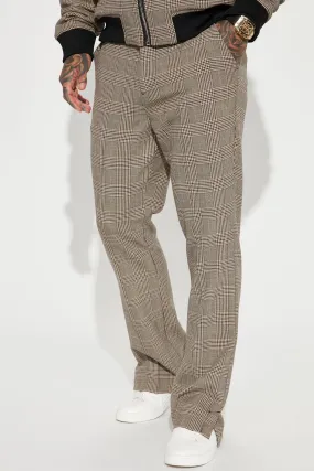 Anderson Plaid Slit Trousers - Camel/combo