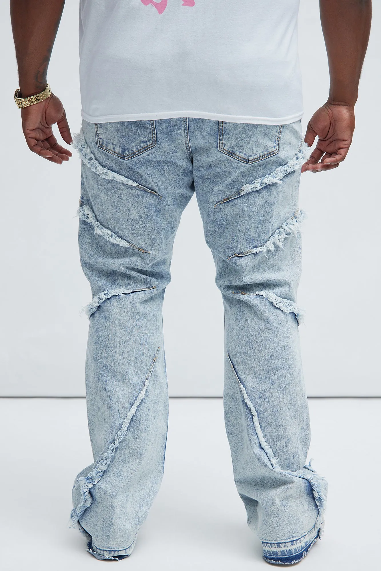 Area Codes Stacked Skinny Flare Jeans - Light Wash