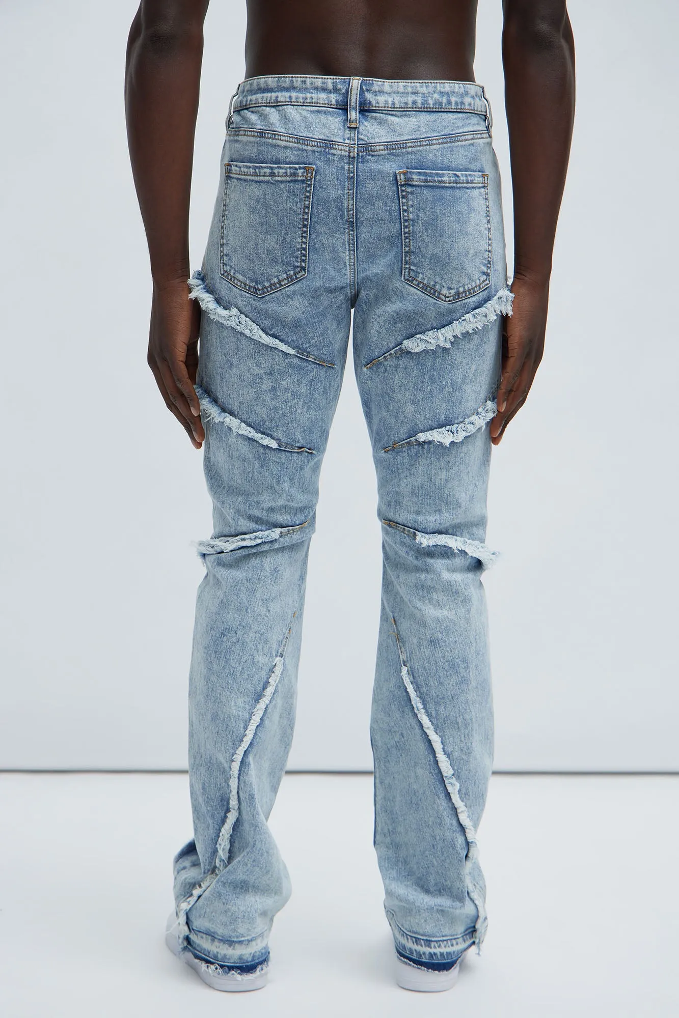 Area Codes Stacked Skinny Flare Jeans - Light Wash