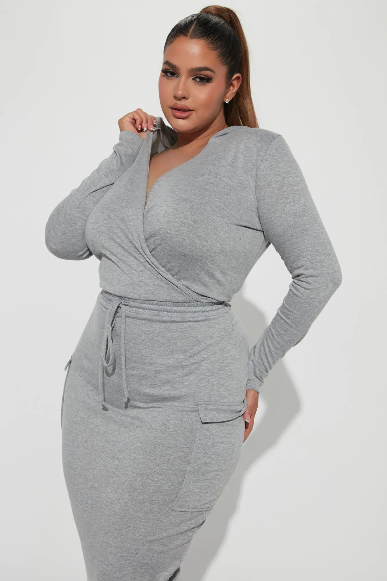 Arielle Sweater Midi Dress - Heather Grey