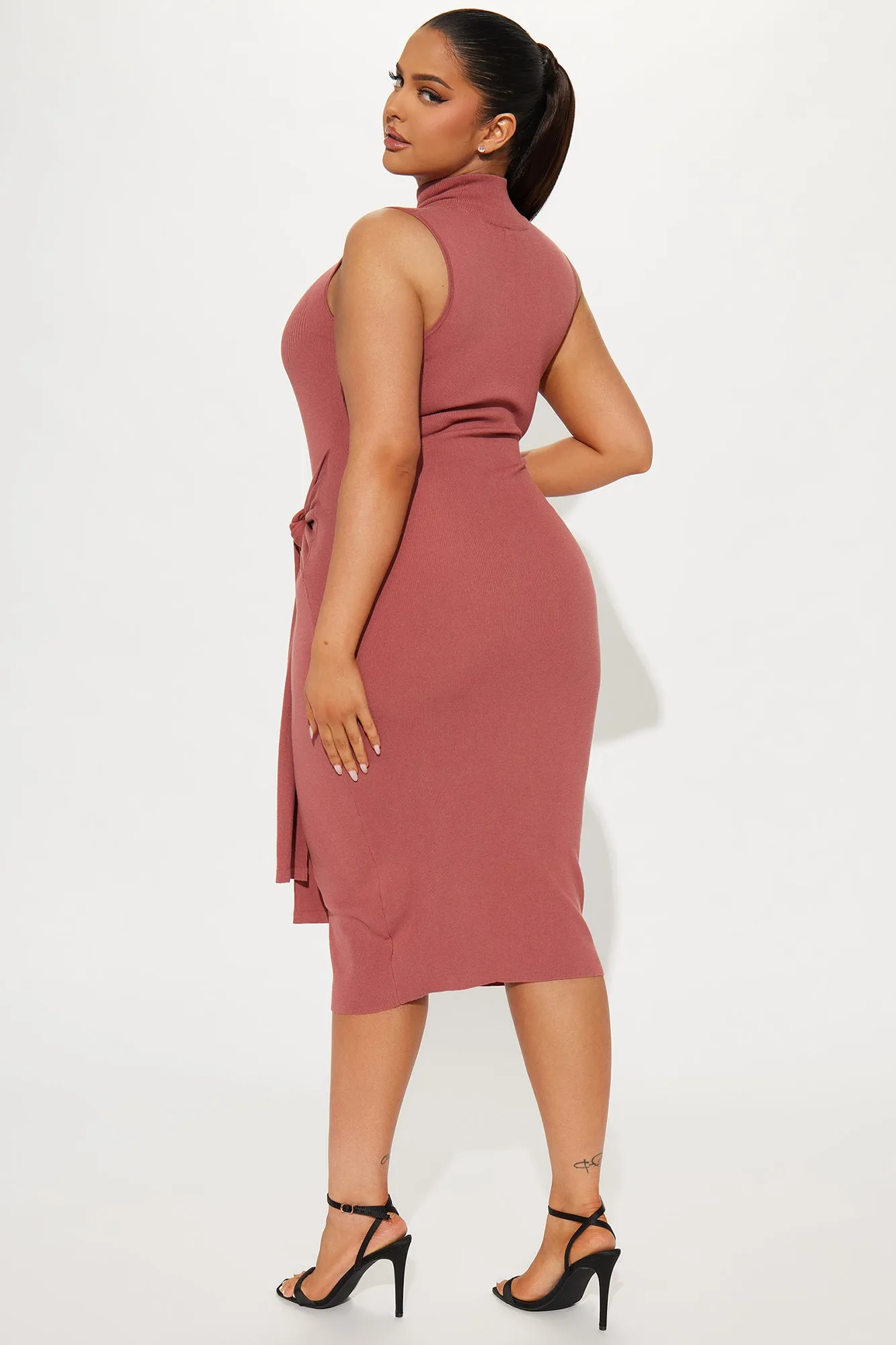 Ayla Sleeveless Sweater Midi Dress - Marsala