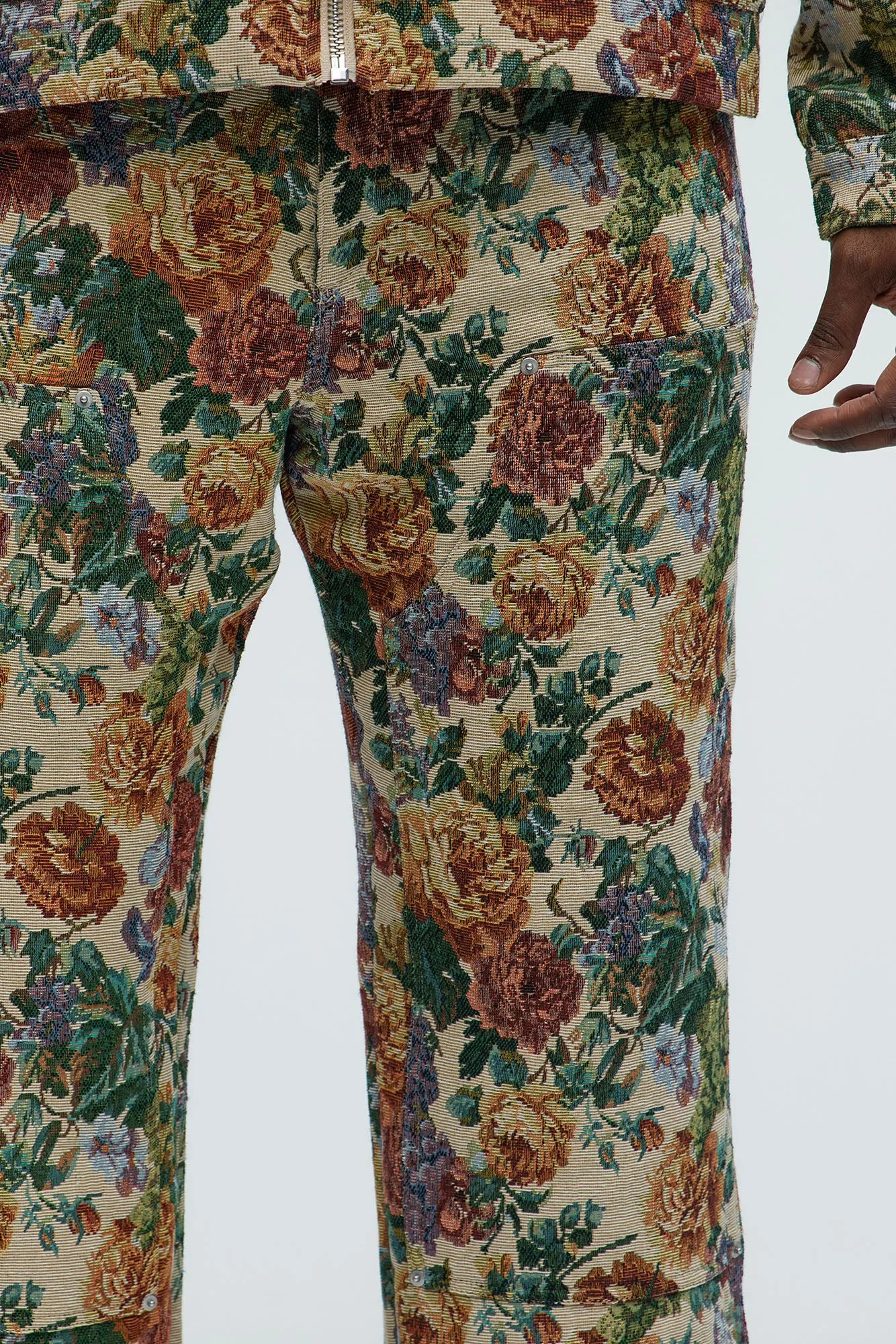 Bellevue Flared Tapestry Carpenter Pants - Green/combo