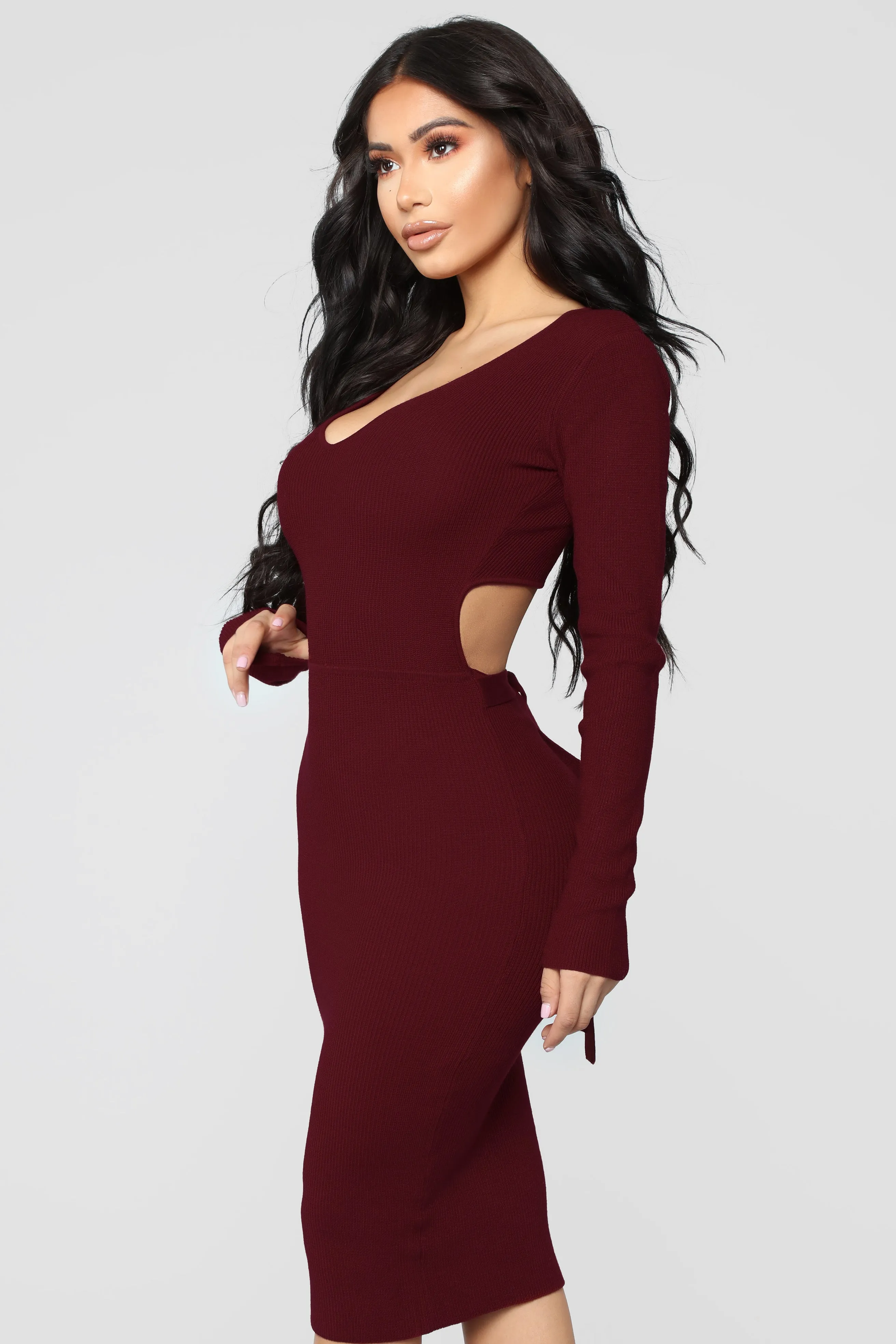 Beyond Belted Dress - Wine