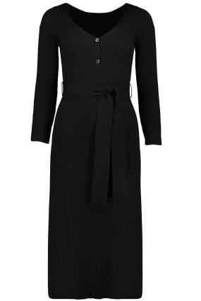 Bishop   Young Black Henley Sweater Dress