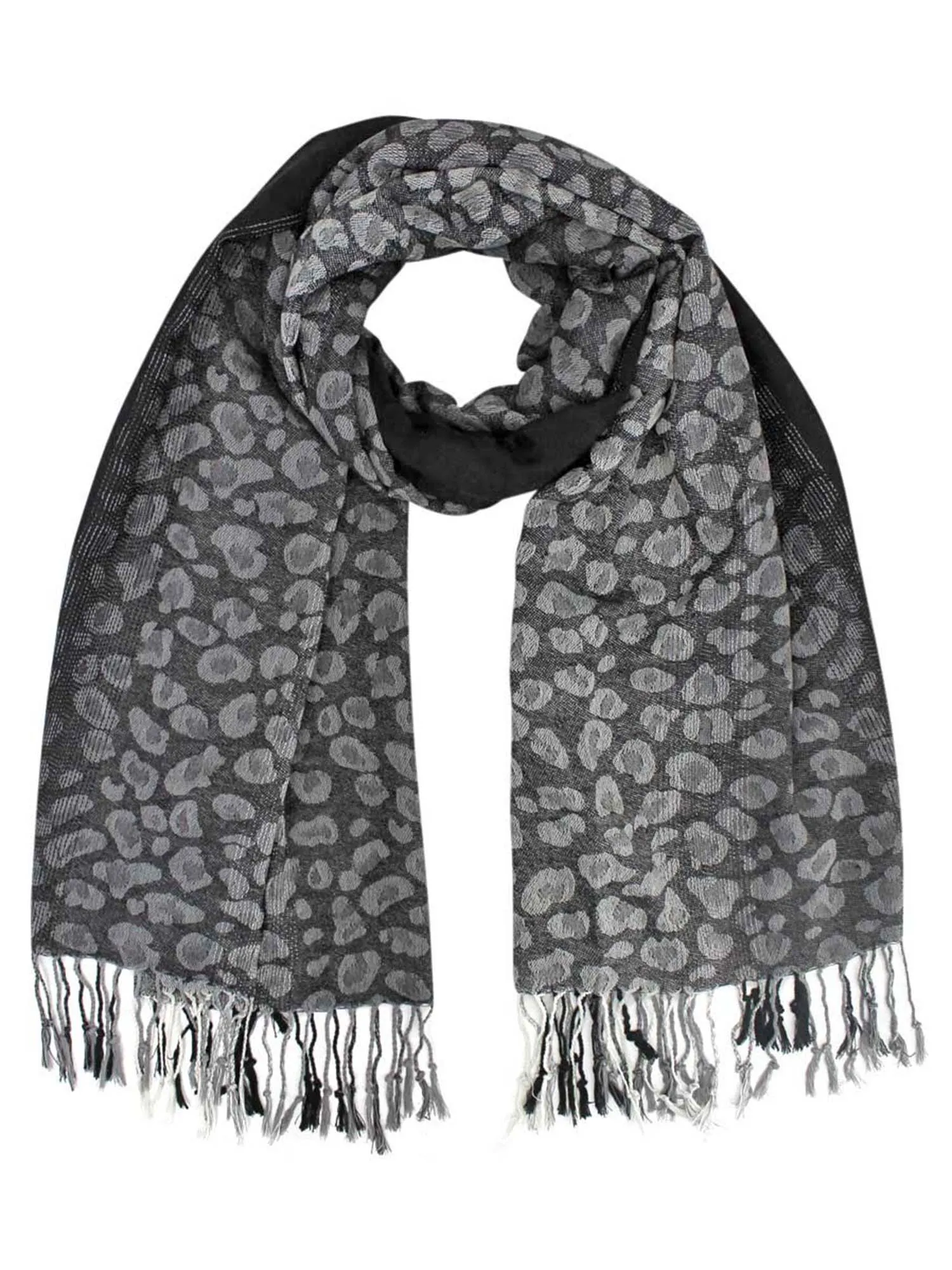 Black Leopard Spot Pashmina Shawl Scarf