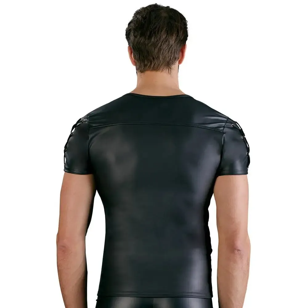 Black Stretchy Straight Cut Shirt with D-ring for Him