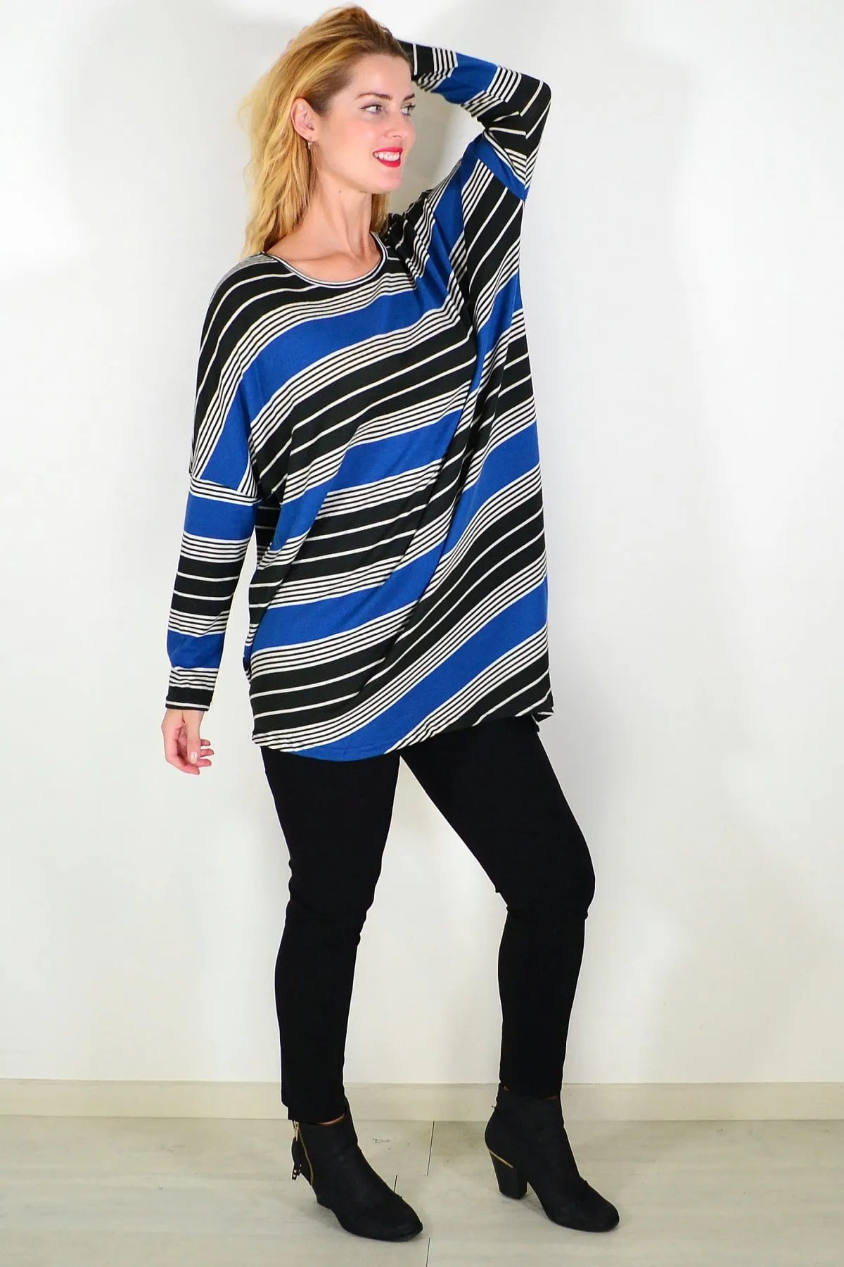 Blue Black Walk My Way Fleece Tunic Top