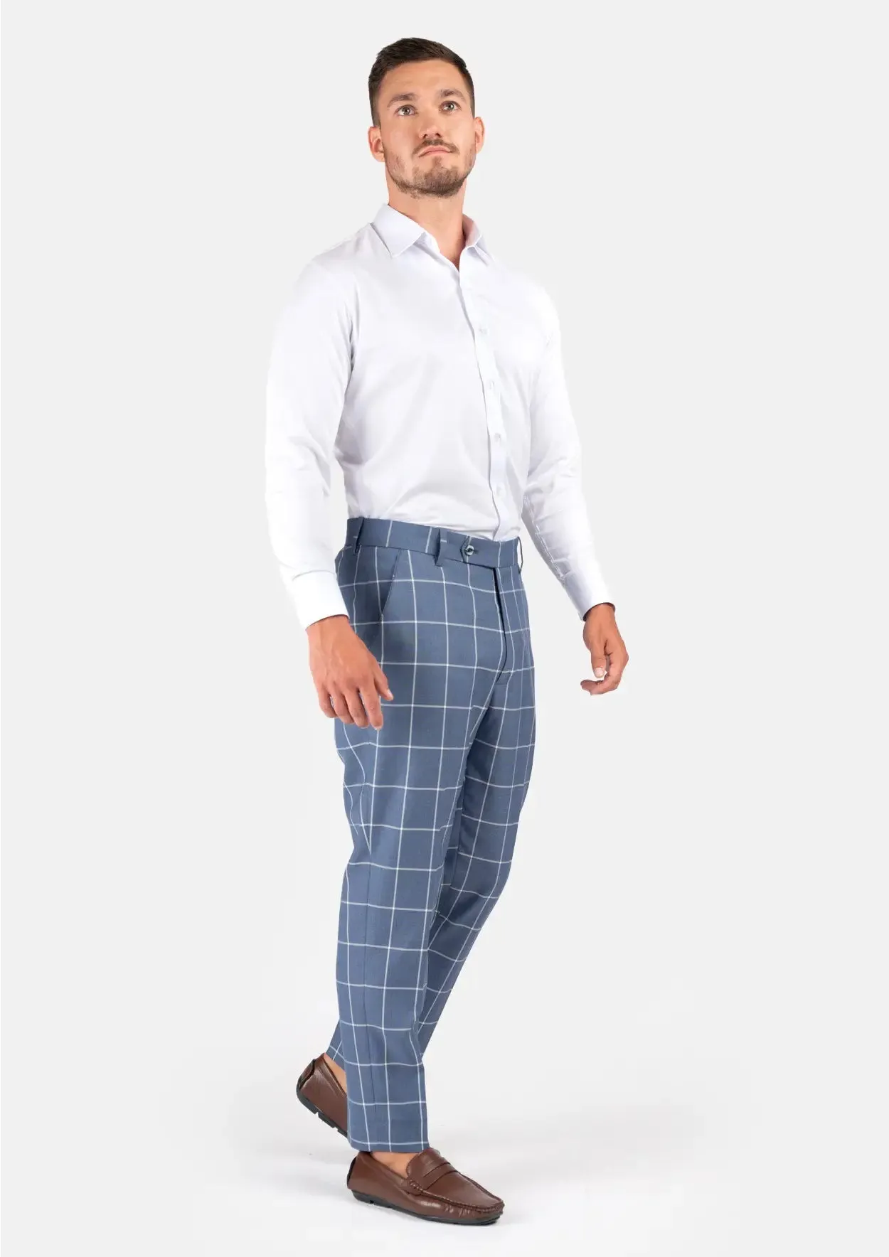 Blue Windowpane Pants