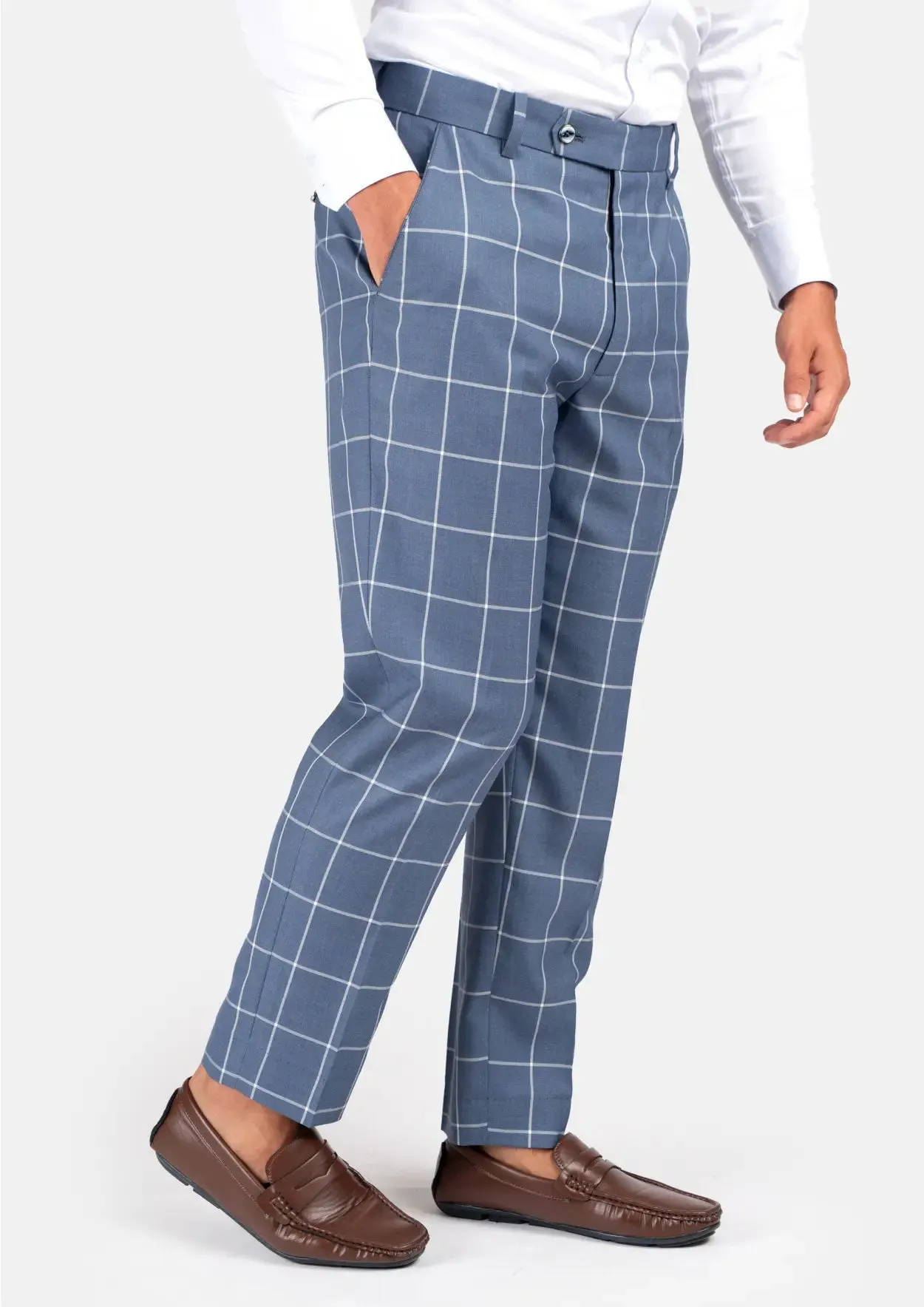 Blue Windowpane Pants