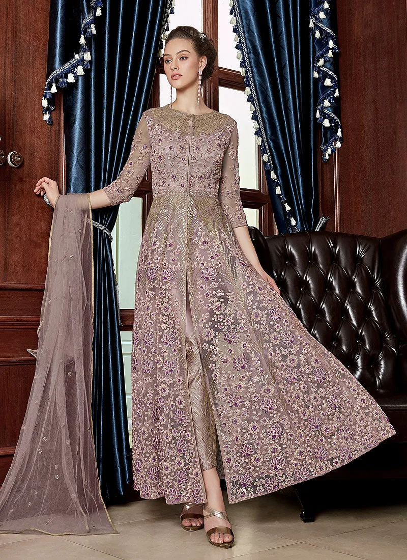 Blush Pink Embroidered Anarkali Lehenga Suit