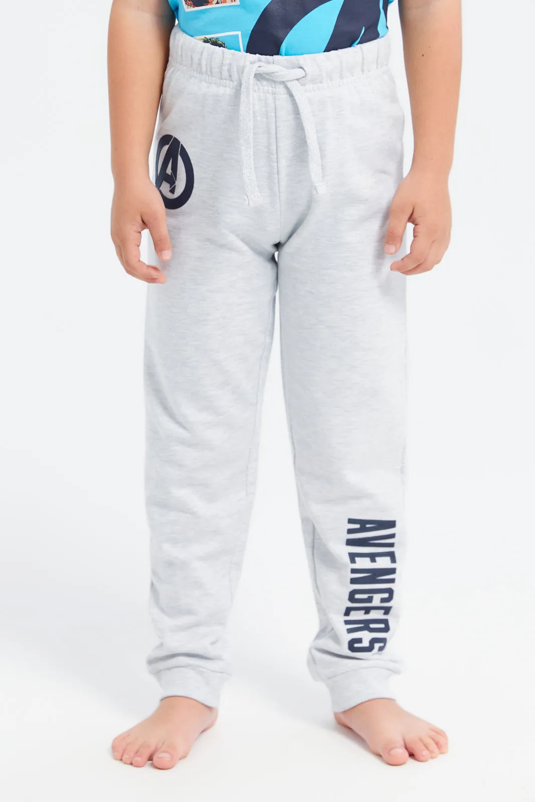 Boys Blue And Grey Avengers Pyjama Set (2 Piece)