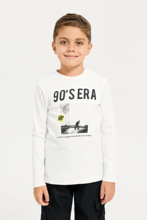 Boys White 90's Era Long Sleeved T-Shirt