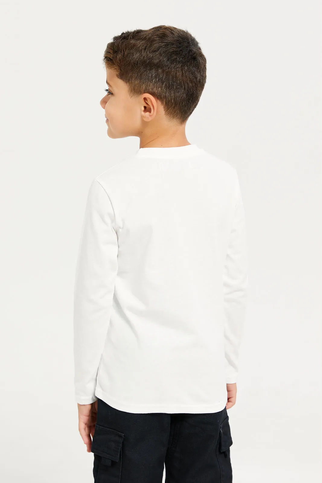 Boys White 90's Era Long Sleeved T-Shirt