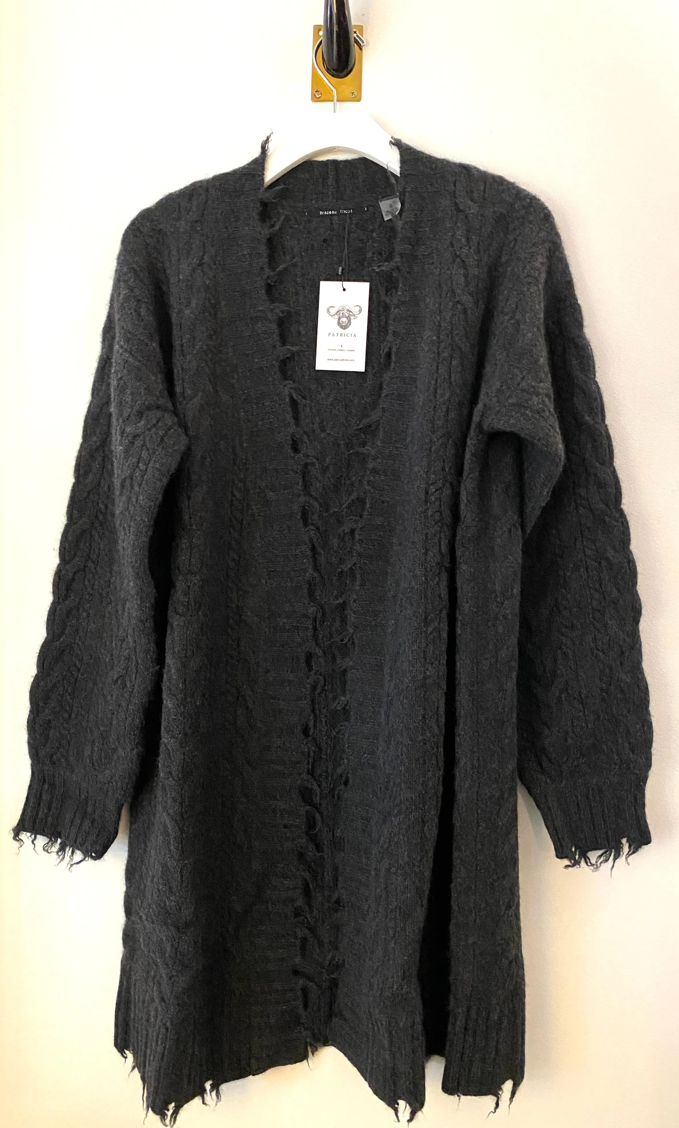 Brazeau Tricot Cable Car Coat in Coal