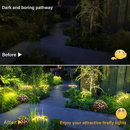 Brightever 𝐔𝐩𝐠𝐫𝐚𝐝𝐞𝐝 Solar Lights Outdoor Waterproof - Swaying Solar Garden Lights, Firefly Lights with Highly Flexible Copper Wires, Yard Pathway Christmas Landscape Stake Lights, 2 Packs